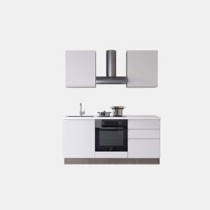 Cozinha com eletrodomésticos GILDA GOLA 180cm esquerda branco mate e cinza claro