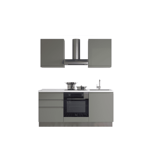 Cozinha com eletrodomésticos GILDA GOLA 180cm direita verde e cinza claro