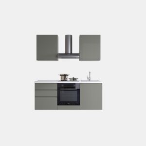 Cozinha com eletrodomésticos GILDA GOLA 180cm direita verde e cinza claro