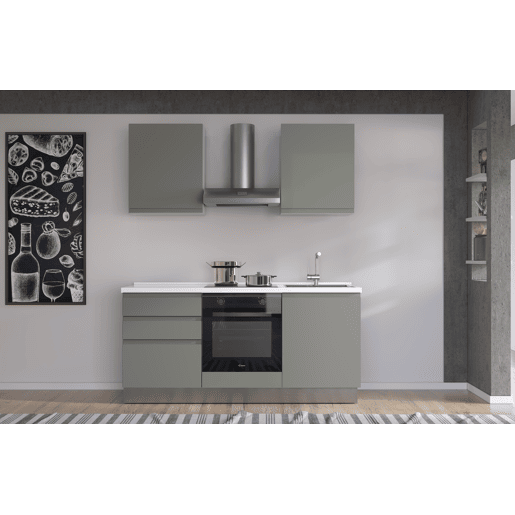 Cozinha com eletrodomésticos GILDA GOLA 180cm direita verde e cinza claro