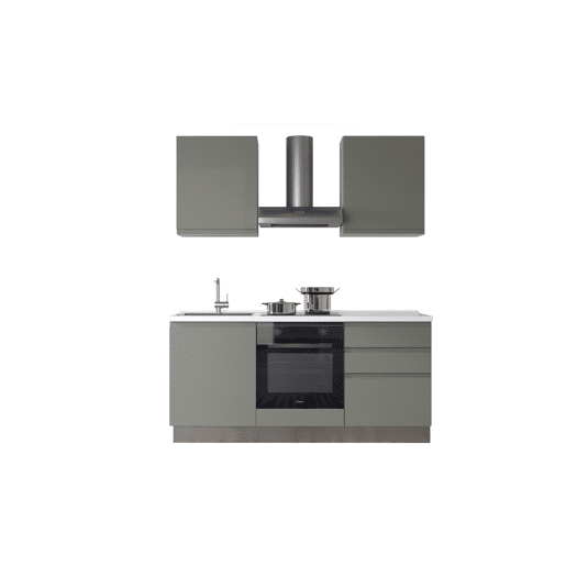 Cozinha com eletrodomésticos GILDA GOLA 180cm esquerda verde e cinza claro