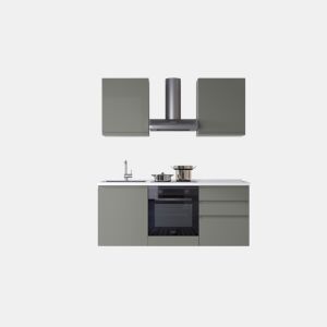 Cozinha com eletrodomésticos GILDA GOLA 180cm esquerda verde e cinza claro