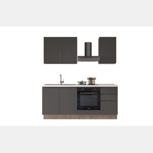 Cozinha com eletrodomésticos GILDA GOLA 195cm esquerda cinza escuro e titânio