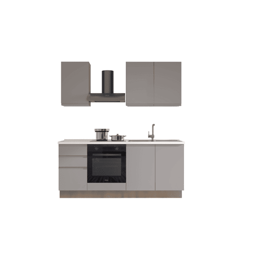 Cozinha com eletrodomésticos GILDA GOLA 195cm direita cinza claro