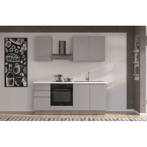Cozinha com eletrodomésticos GILDA GOLA 195cm direita cinza claro