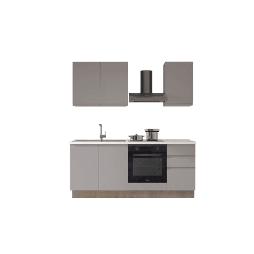 Cozinha com eletrodomésticos GILDA GOLA 195cm esquerda cinza claro