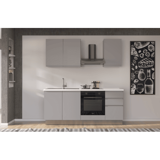 Cozinha com eletrodomésticos GILDA GOLA 195cm esquerda cinza claro
