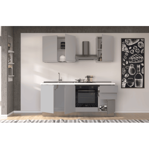 Cozinha com eletrodomésticos GILDA GOLA 195cm esquerda cinza claro