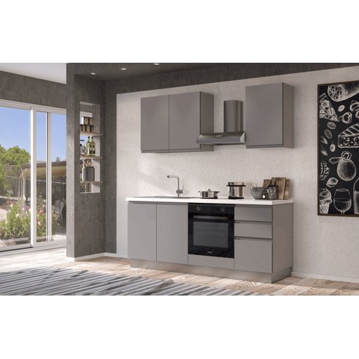 Cozinha com eletrodomésticos GILDA GOLA 195cm esquerda cinza claro