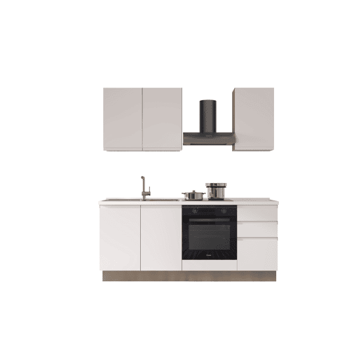 Cozinha com eletrodomésticos GILDA GOLA 195cm esquerda branco mate e cinza claro