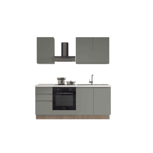 Cozinha com eletrodomésticos GILDA GOLA 195cm direita verde e cinza claro