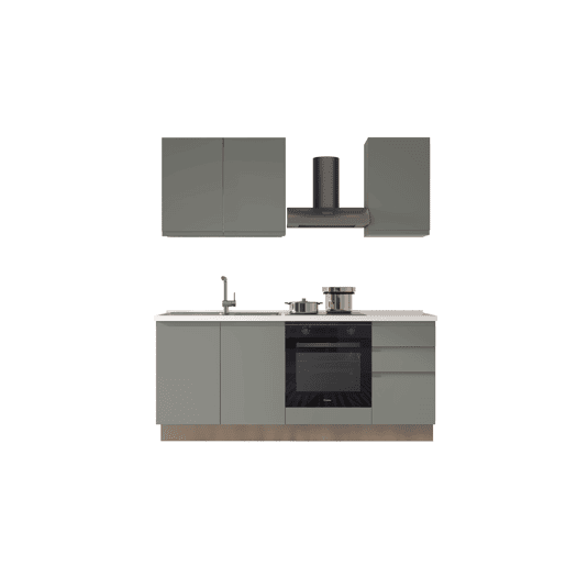 Cozinha com eletrodomésticos GILDA GOLA 195cm esquerda verde e cinza claro