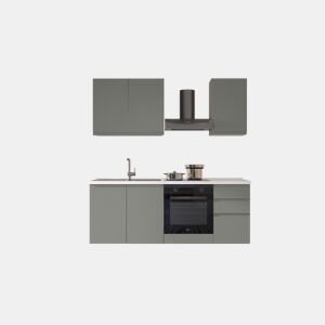 Cozinha com eletrodomésticos GILDA GOLA 195cm esquerda verde e cinza claro