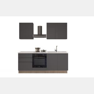 Cozinha com eletrodomésticos GILDA GOLA 210cm direita cinza escuro e titânio