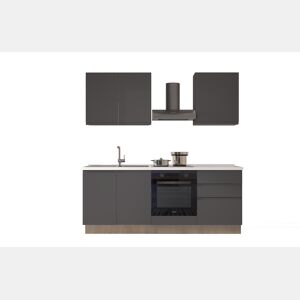Cozinha com eletrodomésticos GILDA GOLA 210cm esquerda cinza escuro e titânio