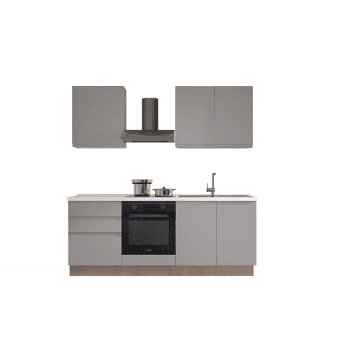 Cozinha com eletrodomésticos GILDA GOLA 210cm direita cinza claro