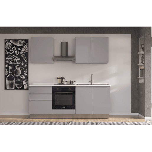 Cozinha com eletrodomésticos GILDA GOLA 210cm direita cinza claro