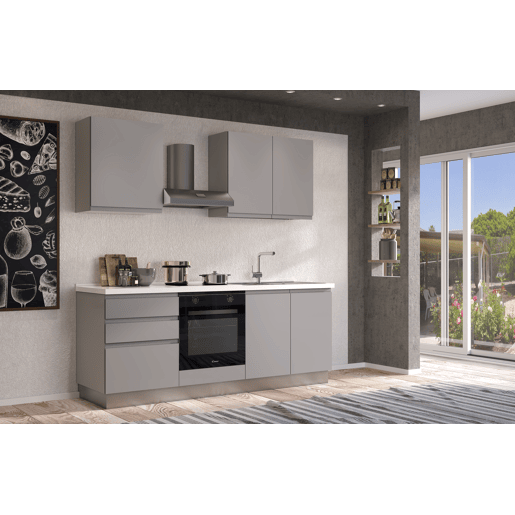 Cozinha com eletrodomésticos GILDA GOLA 210cm direita cinza claro