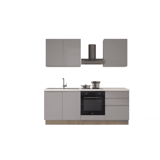 Cozinha com eletrodomésticos GILDA GOLA 210cm esquerda cinza claro