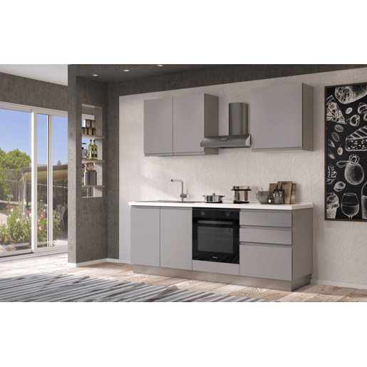 Cozinha com eletrodomésticos GILDA GOLA 210cm esquerda cinza claro