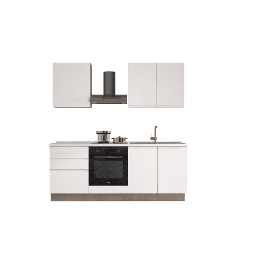 Cozinha com eletrodomésticos GILDA GOLA 210cm direita branco mate e cinza claro