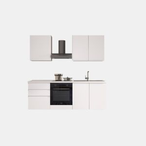 Cozinha com eletrodomésticos GILDA GOLA 210cm direita branco mate e cinza claro