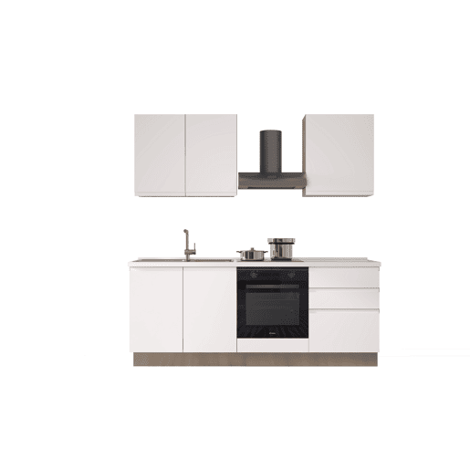 Cozinha com eletrodomésticos GILDA GOLA 210cm esquerda branco mate e cinza claro