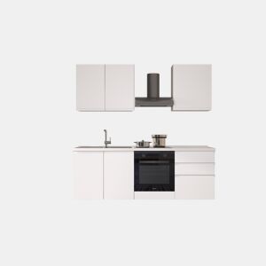 Cozinha com eletrodomésticos GILDA GOLA 210cm esquerda branco mate e cinza claro