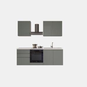 Cozinha com eletrodomésticos GILDA GOLA 210cm direita verde e cinza claro