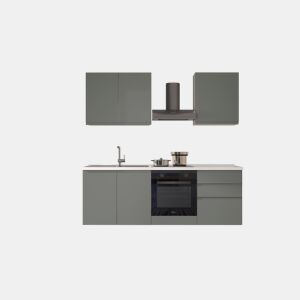 Cozinha com eletrodomésticos GILDA GOLA 210cm esquerda verde e cinza claro
