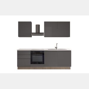 Cozinha com eletrodomésticos GILDA GOLA 240cm direita cinza escuro e titânio