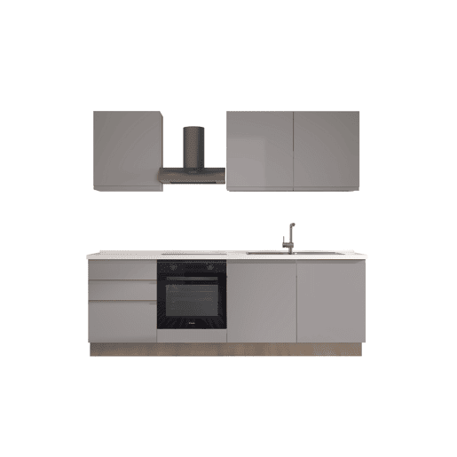 Cozinha com eletrodomésticos GILDA GOLA 240cm direita cinza claro