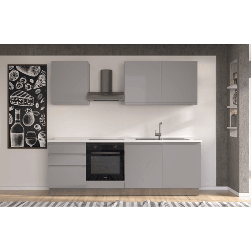 Cozinha com eletrodomésticos GILDA GOLA 240cm direita cinza claro