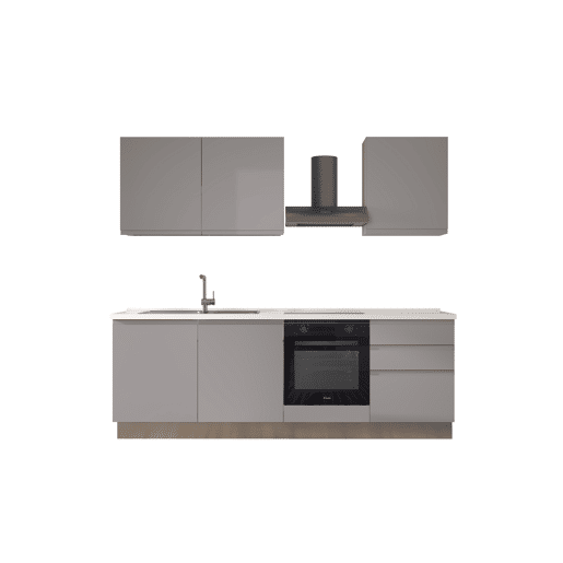 Cozinha com eletrodomésticos GILDA GOLA 240cm esquerda cinza claro
