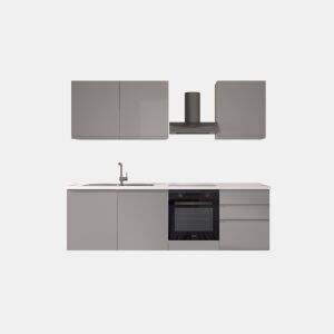 Cozinha com eletrodomésticos GILDA GOLA 240cm esquerda cinza claro