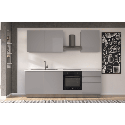 Cozinha com eletrodomésticos GILDA GOLA 240cm esquerda cinza claro