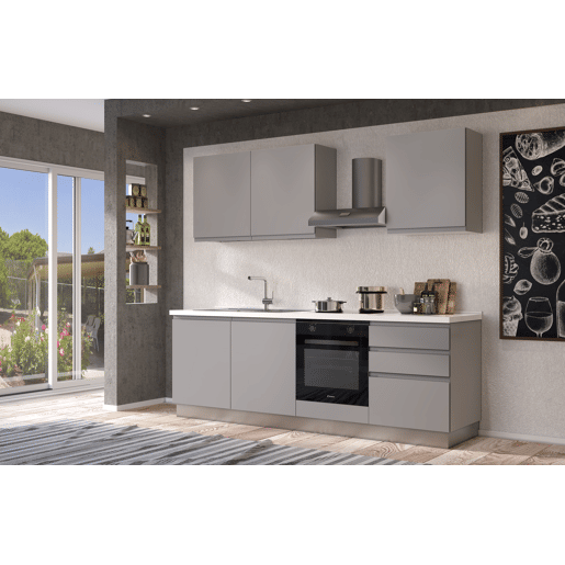 Cozinha com eletrodomésticos GILDA GOLA 240cm esquerda cinza claro