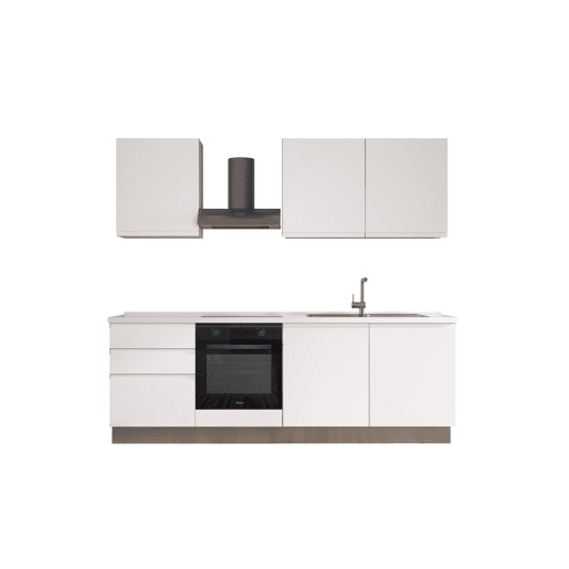 Cozinha com eletrodomésticos GILDA GOLA 240cm direita branco mate e cinza claro