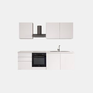 Cozinha com eletrodomésticos GILDA GOLA 240cm direita branco mate e cinza claro