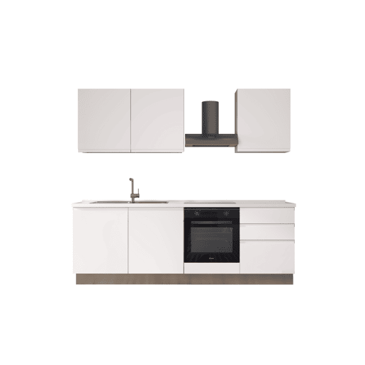 Cozinha com eletrodomésticos GILDA GOLA 240cm esquerda branco mate e cinza claro
