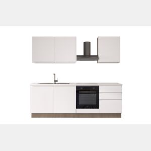 Cozinha com eletrodomésticos GILDA GOLA 240cm esquerda branco mate e cinza claro