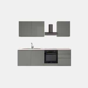 Cozinha com eletrodomésticos GILDA GOLA 240cm esquerda verde e cinza claro