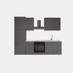 Cozinha com eletrodomésticos GILDA GOLA 255cm direita cinza escuro e titânio