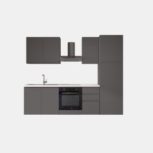 Cozinha com eletrodomésticos GILDA GOLA 255cm esquerda cinza escuro e titânio