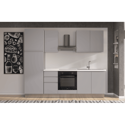 Cozinha com eletrodomésticos GILDA GOLA 255cm direita cinza claro