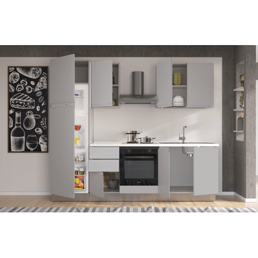 Cozinha com eletrodomésticos GILDA GOLA 255cm direita cinza claro