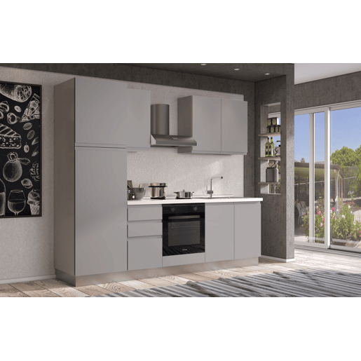 Cozinha com eletrodomésticos GILDA GOLA 255cm direita cinza claro