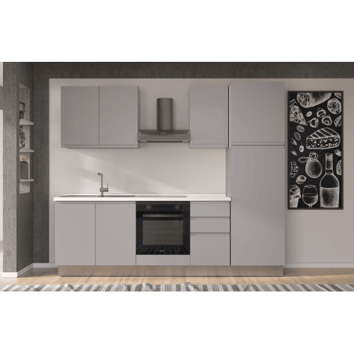 Cozinha com eletrodomésticos GILDA GOLA 255cm esquerda cinza claro