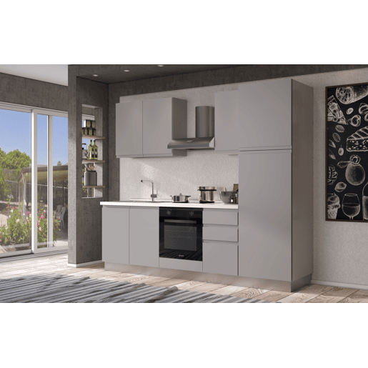 Cozinha com eletrodomésticos GILDA GOLA 255cm esquerda cinza claro