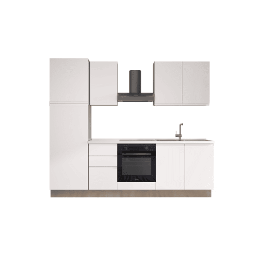 Cozinha com eletrodomésticos GILDA GOLA 255cm direita branco mate e cinza claro